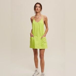 Listicle | Sporty Mini Dress | Lime Green | Small